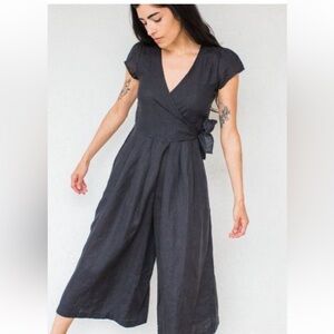 Sugar Candy Mountain Linen Wrap Jumpsuit - L